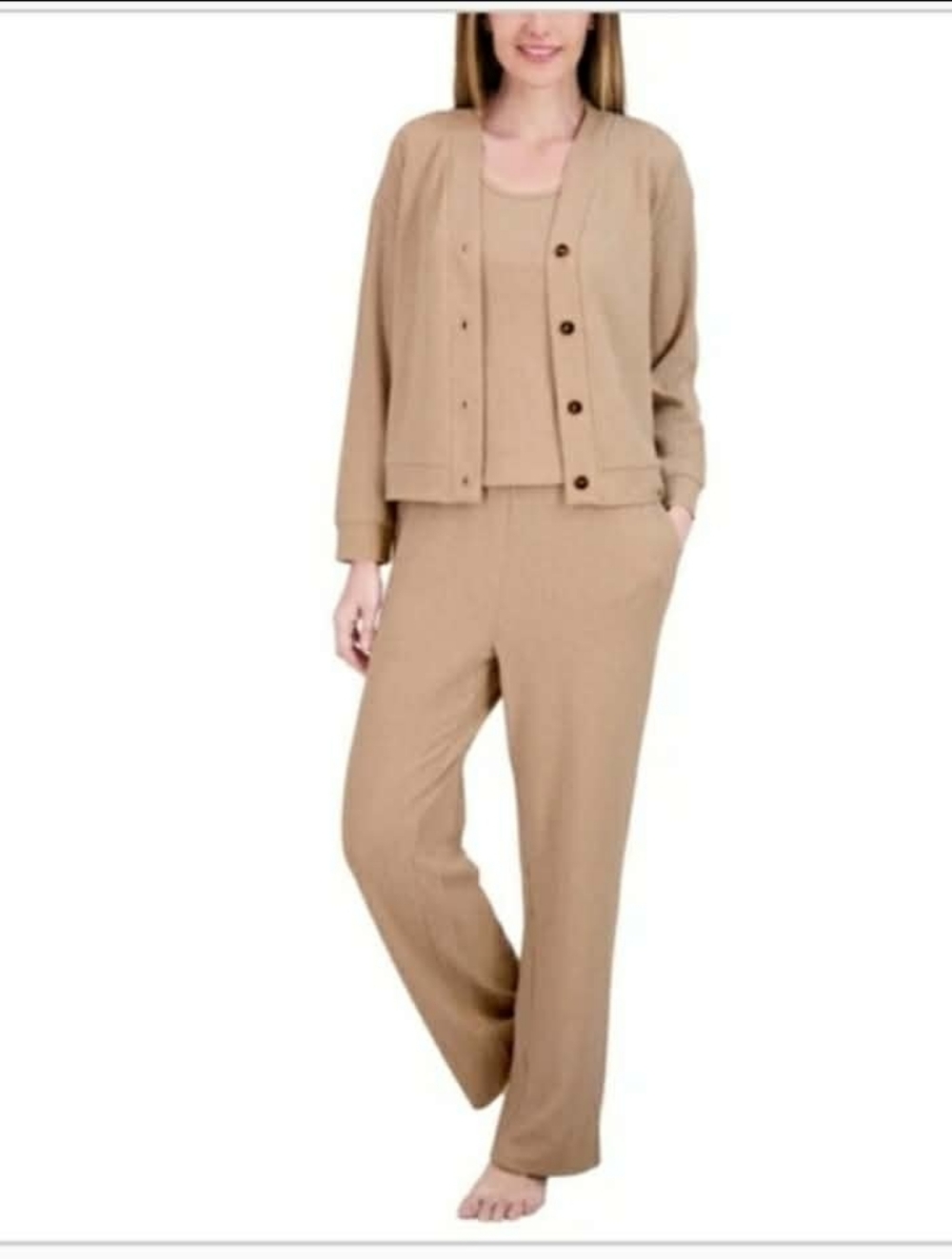 Live 2 Lounge Women's 3Piece Ribbed Lounge Pants & Jacket Set